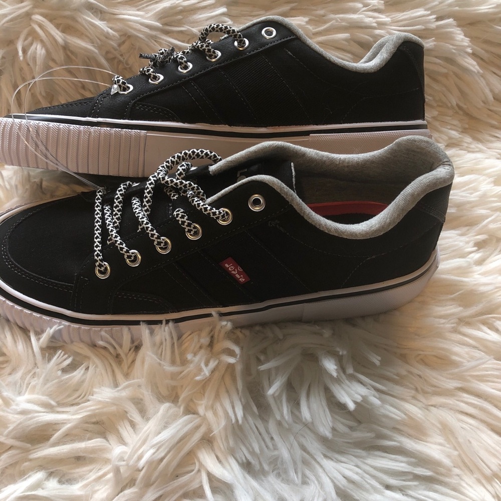 Levis Men's Turner-CZ Sneakers  Size 7.5 Low-Top Shoes Black & White Casual - Picture 4 of 7
